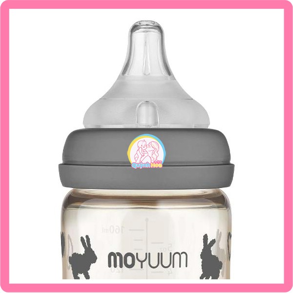 Bình sữa Moyuum, 170ml - CÓ NÚM - HÌNH THỎ GHI  thumb 1