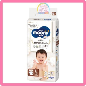 Bỉm tã Moony Natural trắng size dán L38 - 38 miếng 