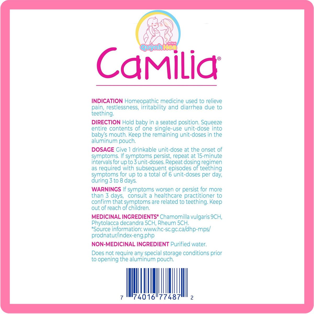 Muối uống Boiron Camilia màu hồng, 30 tép x 1ml  thumb 1