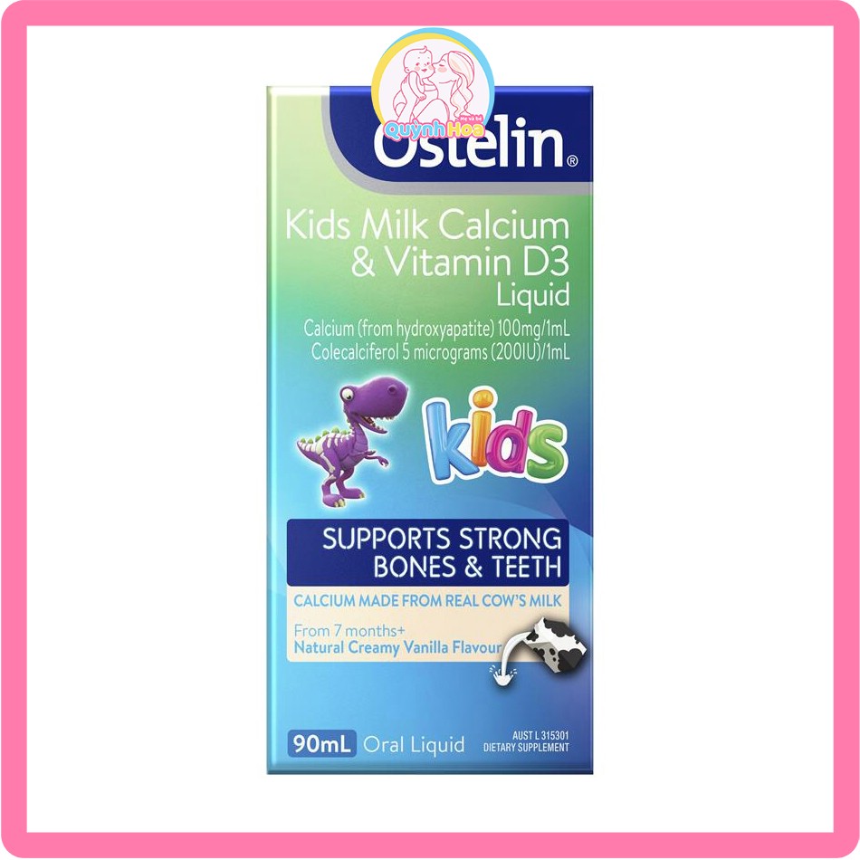Vitamin D3 và canxi Ostelin khủng long, 90ml [DATE 05/2025]
