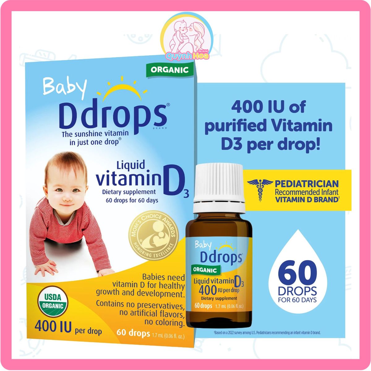 Vitamin D3 Baby Ddrop Mỹ, 90 giọt [DATE 09/2026] thumb 1
