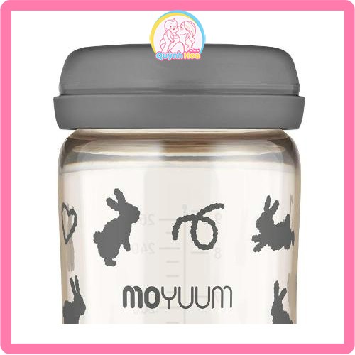 Bình sữa Moyuum, 270ml - KHÔNG NÚM - HÌNH THỎ GHI  thumb 1